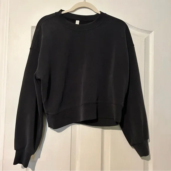 Lululemon Softstreme Perfectly Oversized Cropped Crew Black sz 6 - Picture 5 of 9